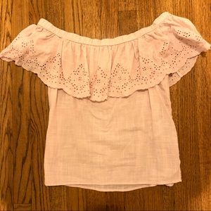 Abercrombie Pink Off the Shoulder Linen Top